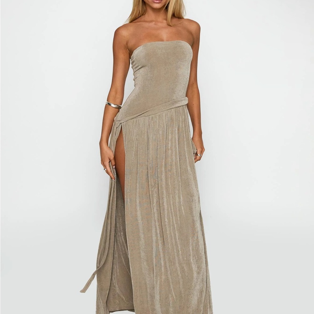 Princess Polly Gold Pleated Strapless Gown